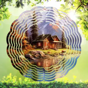 Cottage and Deer Wind Spinner