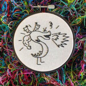 Trogdor 4" Pop Culture Hand Embroidered Hoop Art