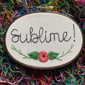 Sublime 3x5" Pop Culture Floral Hand Embroidered Hoop Art