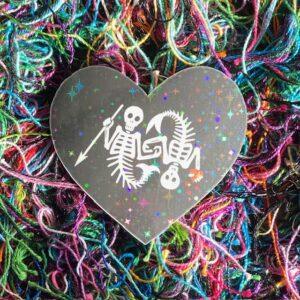 Skeleton Heart Vinyl Waterproof Sticker