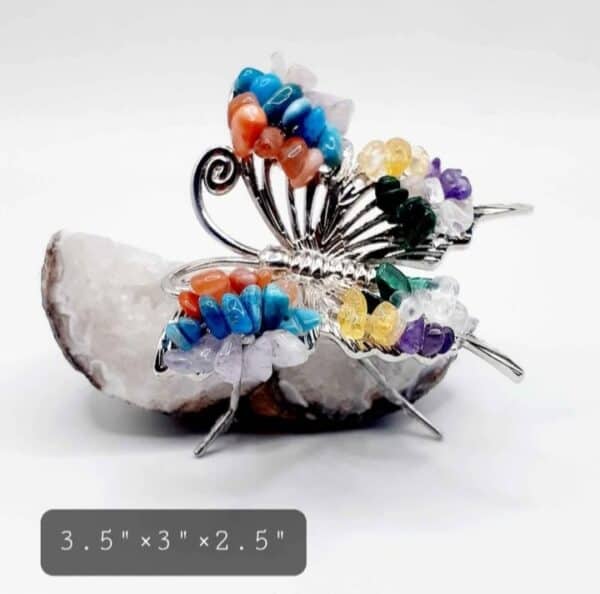 Chakra Coloured Butterfly On Agate Geode Stone