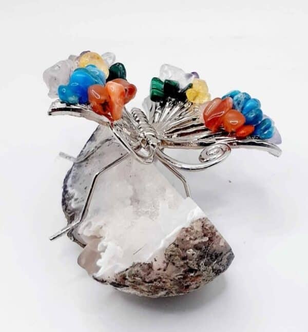 Chakra Coloured Butterfly On Agate Geode Stone - Image 5