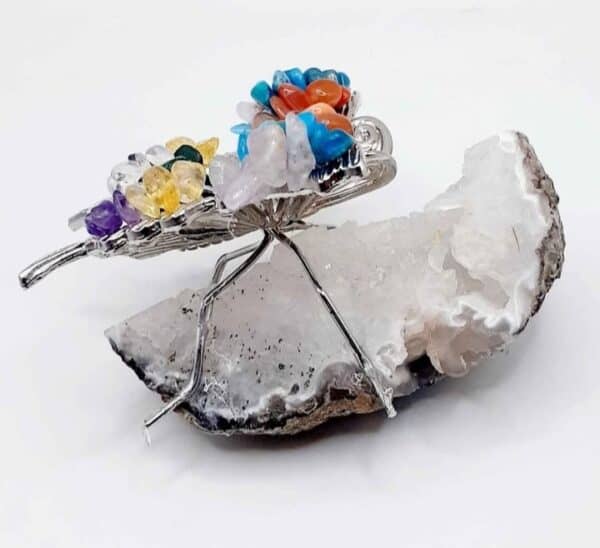 Chakra Coloured Butterfly On Agate Geode Stone - Image 6