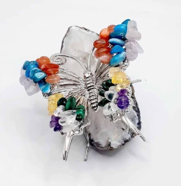 Chakra Coloured Butterfly On Agate Geode Stone - Image 7
