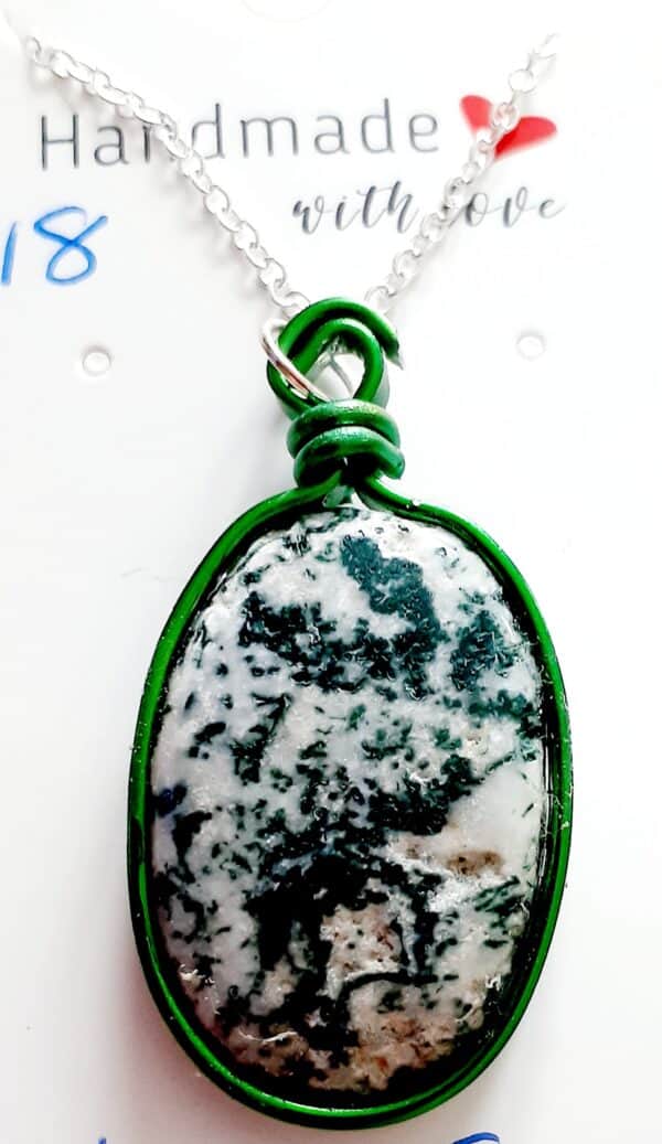 Tree Agate Stone Pendant Necklace