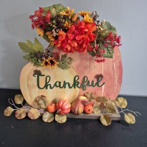 Thankful pumpkin shelf sitter