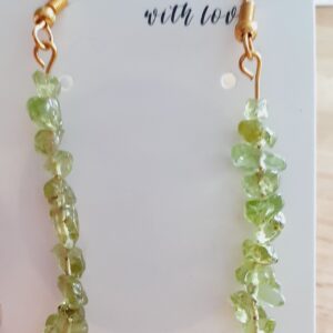 Peridot Gemstone Hook Earrings With Gold Flowers