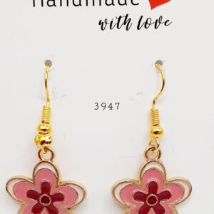 Pink Flower Earrings