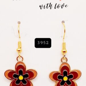 Orange/Burgundy Flower Earrings