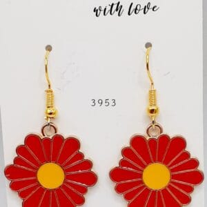 Red Flower Earrings