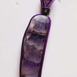 Chevron Amethyst Crystal Purple Modern Edge Pendant Necklace