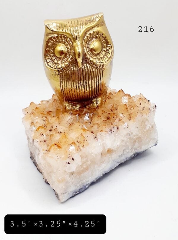 Brass Owl On Citrine Crystal Chunk