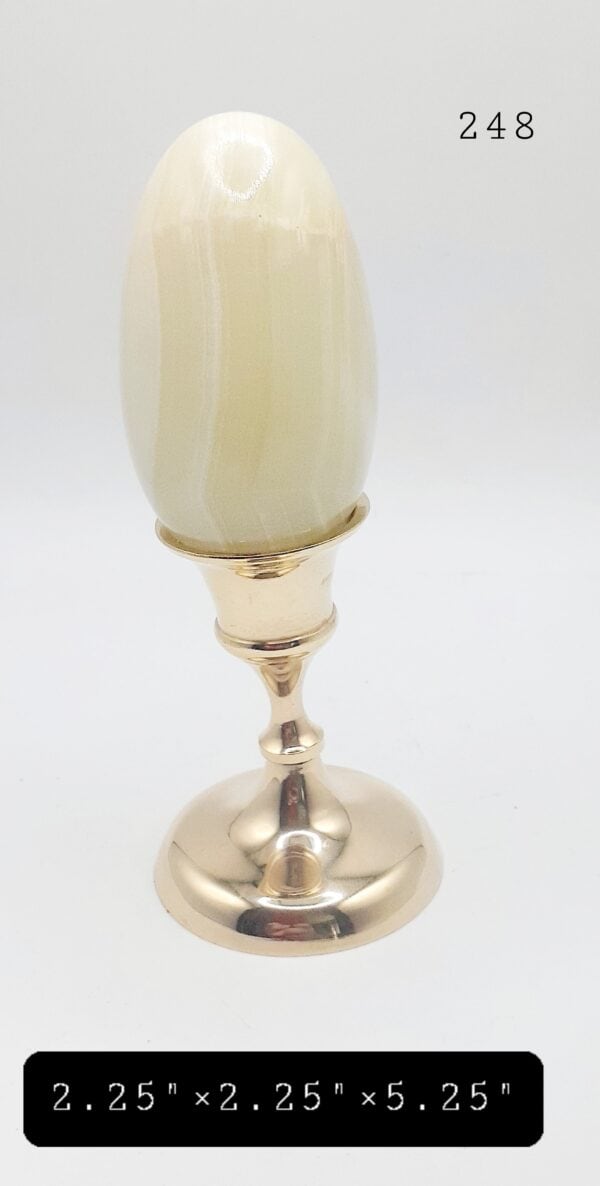 Onyx (Banded Calcite) Stone On Brass Stand