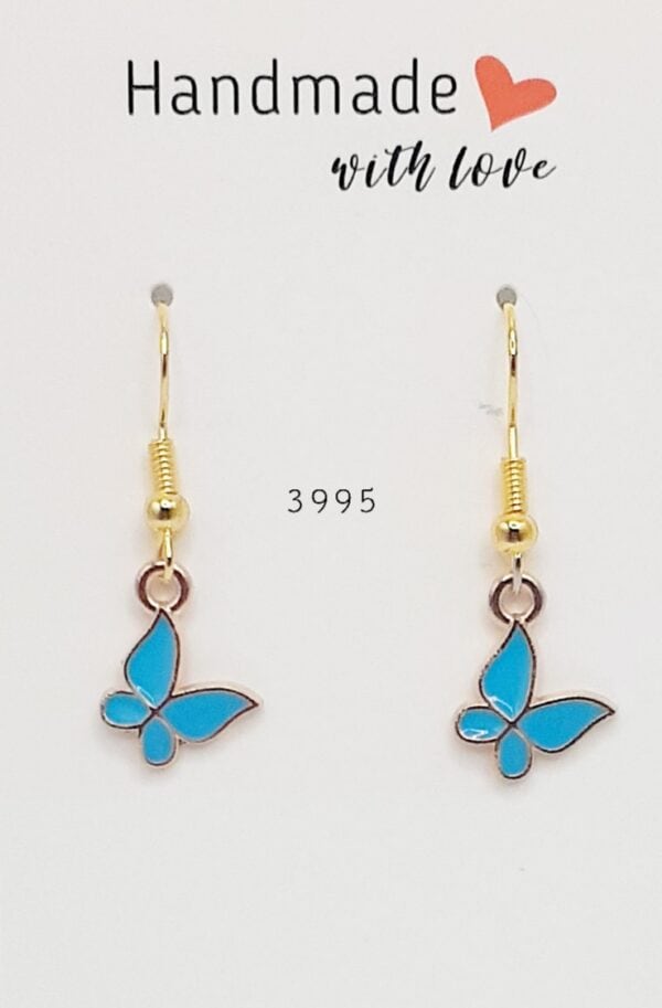 Blue Butterfly Metal Hook Earrings