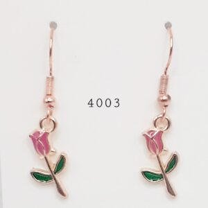 Pink Rose Stemmed Earrings