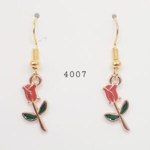 Red Rose Stemmed Earrings