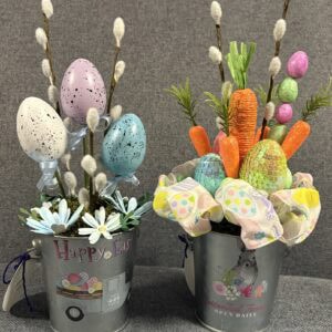 Happy Easter Bucket - Flowers and Eggs