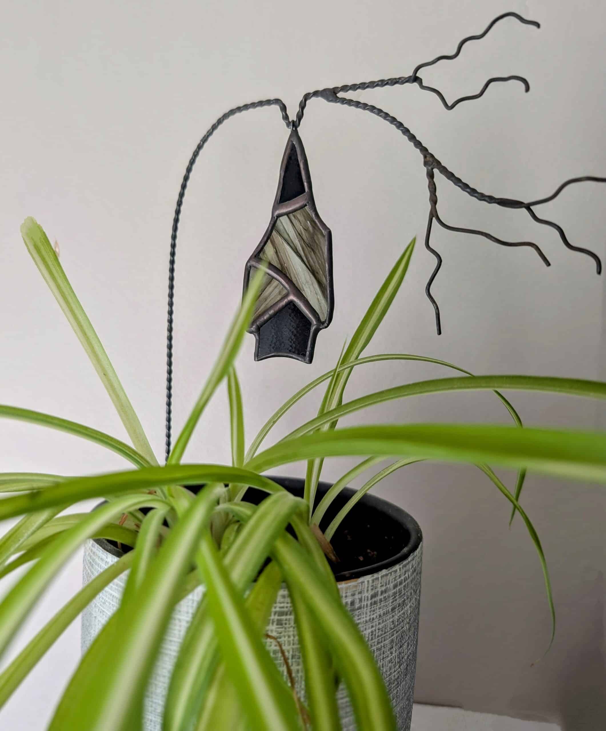 Stained Glass Bat Planter Stake