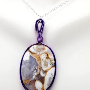 Violette Cobra Jasper Stone Purple Modern Edge Pendant Necklace