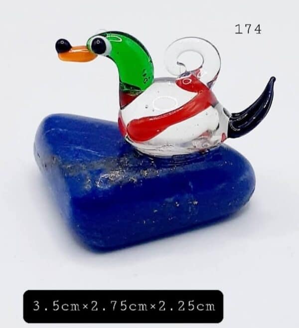 Mini Glass Duck On Lapis Lazuli Stone