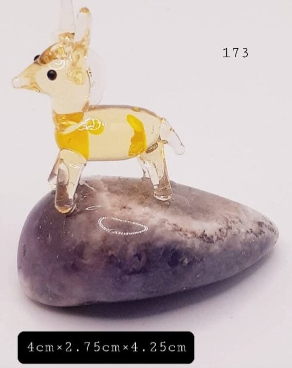 Mini Glass Deer On Amethyst Stone