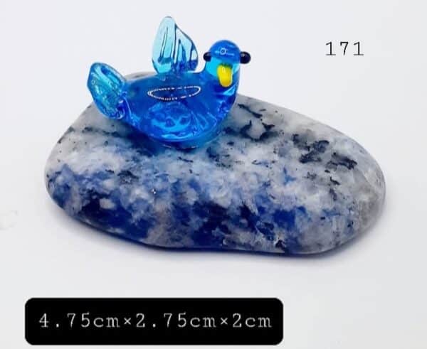 Mini Glass Blue Bird On Sodalite Stone