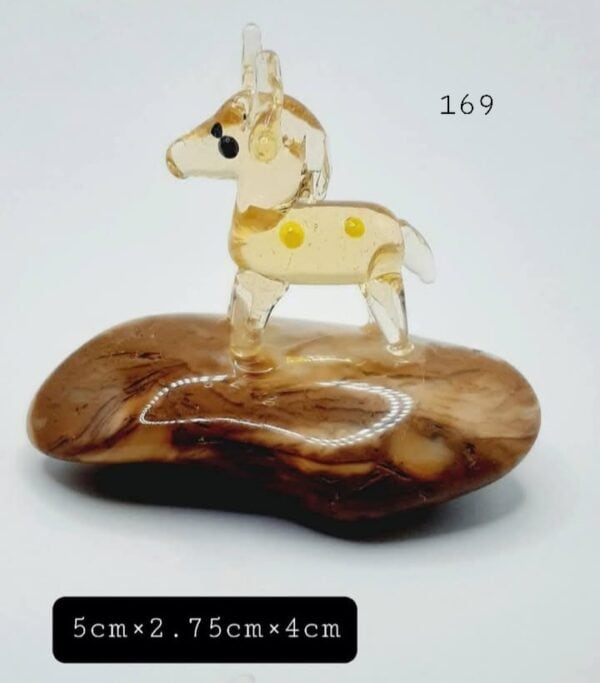 Mini Glass Deer On Yellow Jasper Stone