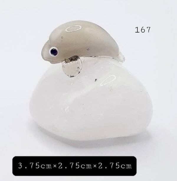 Mini Glass Seal On Milky Quartz Crystal Stone