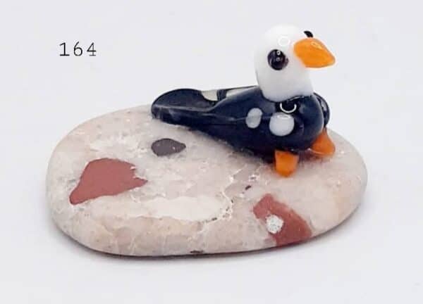 Mini Glass Puffin Bird On Pudding Stone