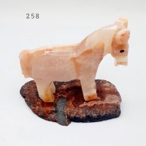 Cute Donkey (Onyx Stone) On Red Crazy Lace Agate Stone