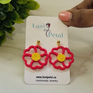 pink bezel flower dangles
