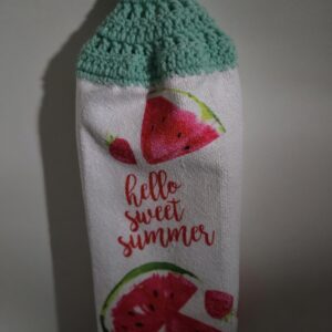Spring Crocheted Top kitchen Hand towel