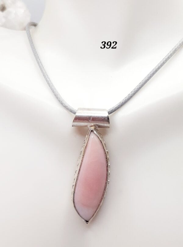 Pink Opal Stone Sterling Silver Setting Pendant Necklace