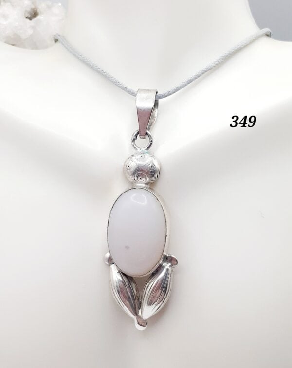 Pink Chalcedony Stone Sterling Silver Setting Pendant Necklace