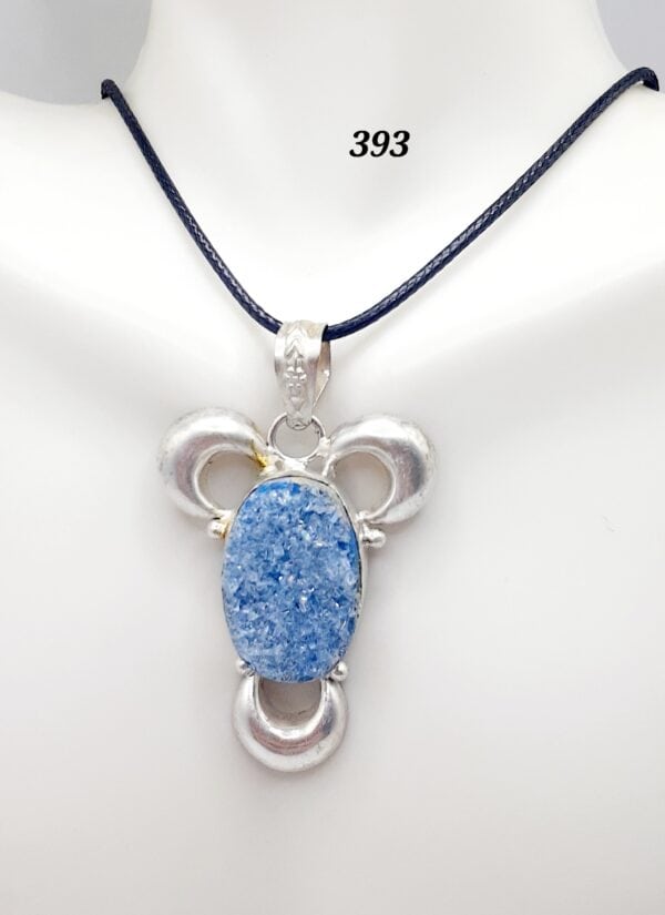 Blue Kyanite Stone Sterling Silver Setting Pendant Necklace