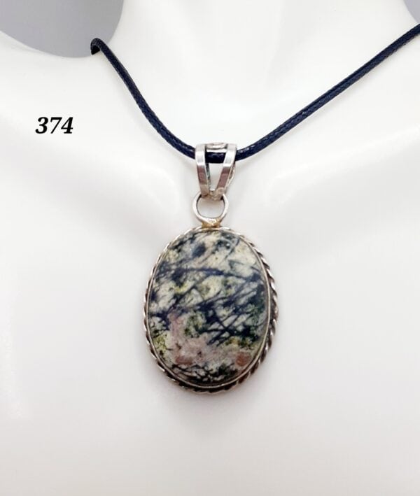 Picasso Stone Sterling Silver Setting Pendant Necklace