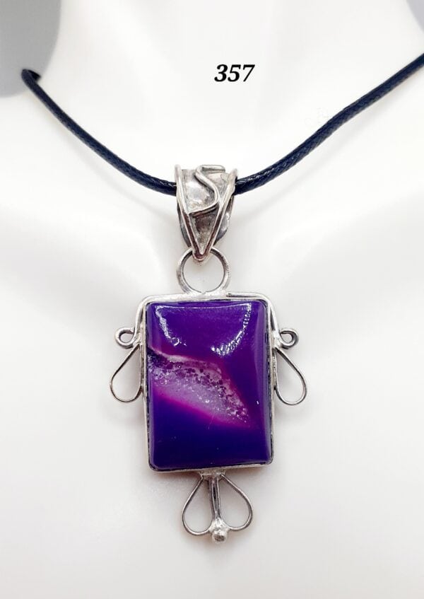 Purple Sugilite Stone Sterling Silver Setting Pendant Necklace