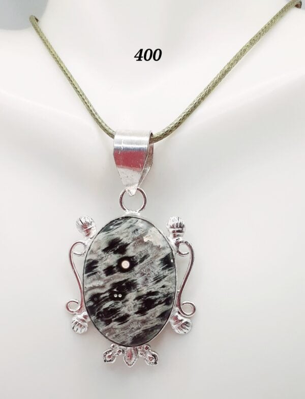 Ocean Jasper Stone Sterling Silver Setting Pendant Necklace