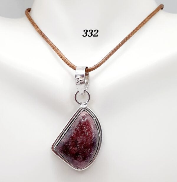 Flower Sugilite Stone Sterling Silver Setting Pendant Necklace