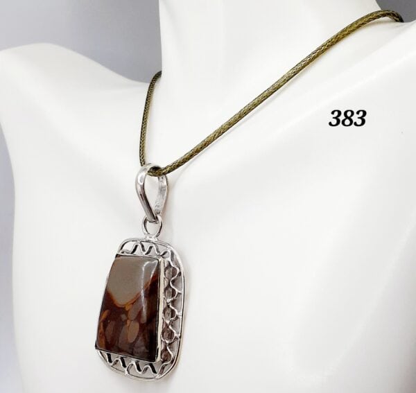 Polychrome Jasper Stone Sterling Silver Setting Pendant Necklace