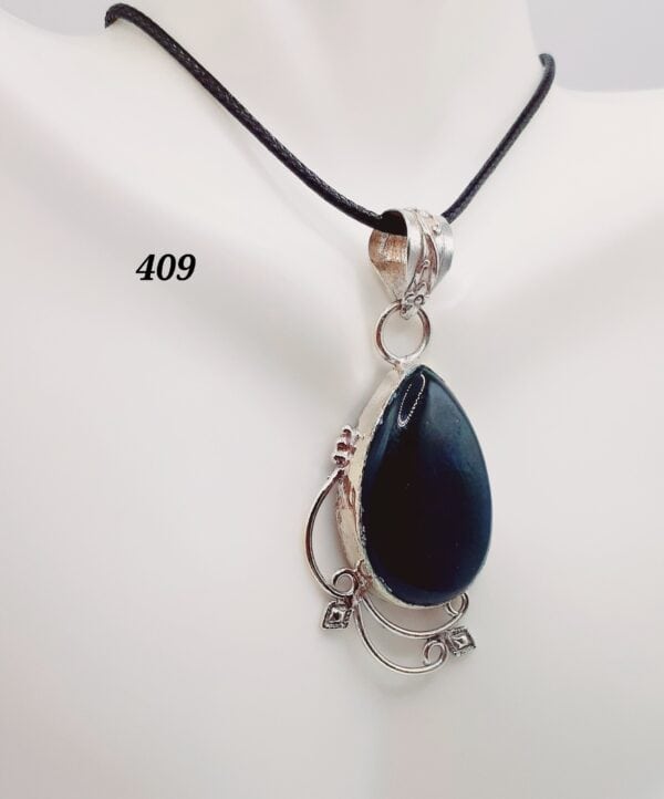 African Bloodstone Sterling Silver Setting Pendant Necklace