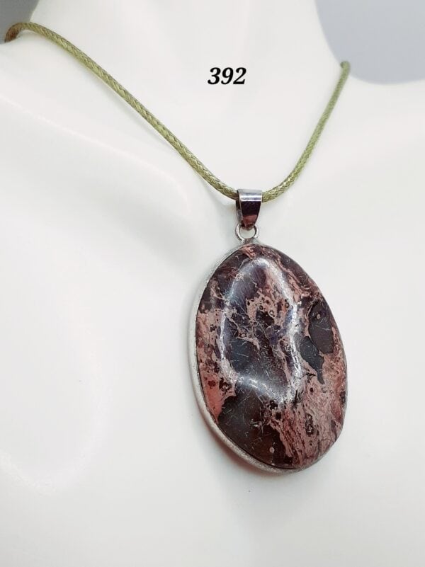 Rhyolite Green Flower Jasper Stone Sterling Silver Setting Pendant Necklace