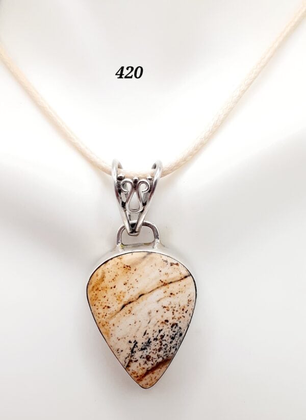 Picture Jasper Stone Sterling Silver Setting Pendant Necklace