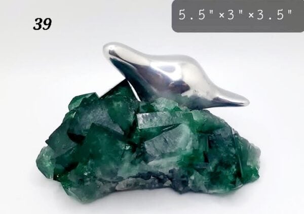 Canadian Beaver On Cubic Green Fluorite Crystal
