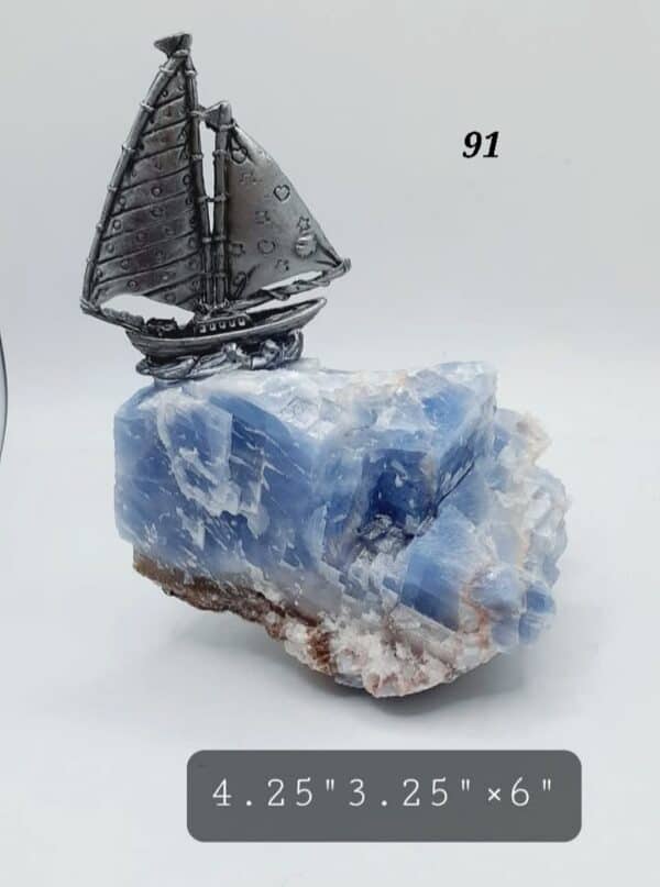Sailboat On Blue Calcite Stone (U.V Reactive)