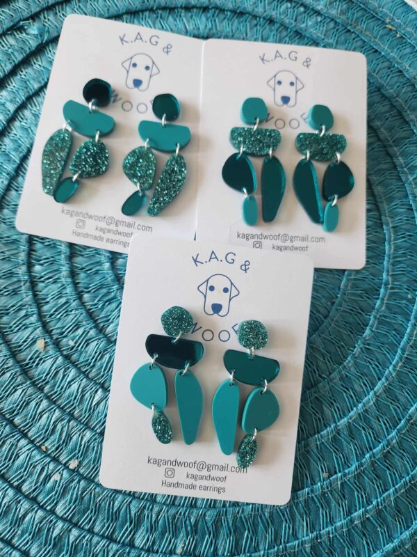 Pebble design turquoise mix shinny/ glitter/ mirror