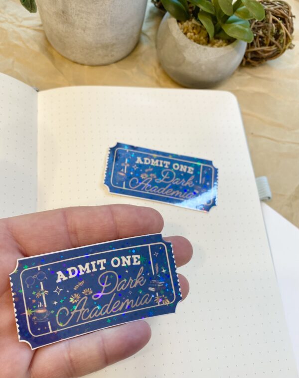 Dark Academia Holographic Ticket Sticker