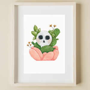 Cactus and Skull Wall ART PRINT Minimalist Plant Art Eclectic Art Print for Home House Warming Gift Plant Lover Boho Print