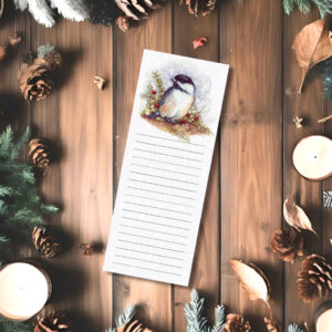 Winter Berries Branches and Chickadee Memo Pad, Notepad for lists and Notes, Office and Home Decor