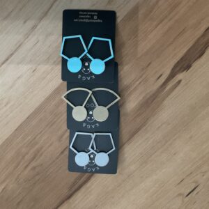 Geometric  painted wood distressed earrings